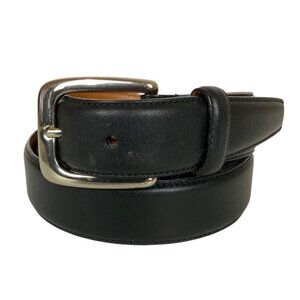 Calvin Klein Mens Dress Belt Size 36 Black Genuine Leather Silver Tone Buckle